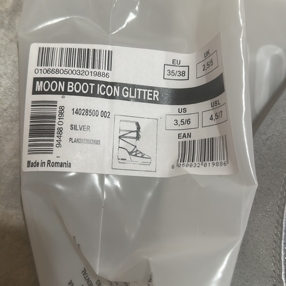 Moon Boot Icon Silver Glitter Boots Brand New! Size 35 - 38 - Picture 10 of 11